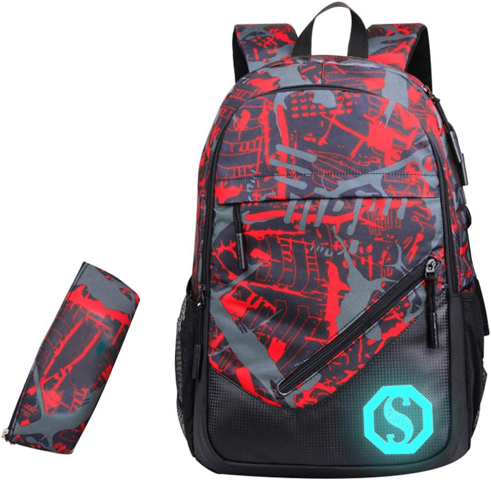 Boy Girl Unisex 20L Fashion School Bag Backpack Bookbag with Florescent Mark
