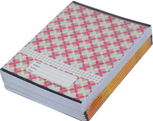 CAHIER 40 LEAVES Plaine Red and Blue WHITE - Double line (Rouge et bleu) / Double ligne (Red and blue)